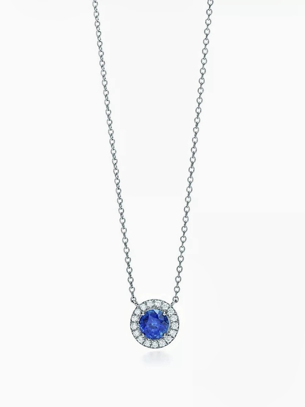 Tiffany & Co. Tiffany Soleste Platinum Sapphire Diamond Pendant Necklace